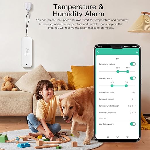 WiFi Hygrometer Thermometer Sensor: Wireless Smart Temperature Humidity Monitor with App Notification Alert, Data Storage Export, Calibration Function, Compatible with Alexa (White-2PCS)