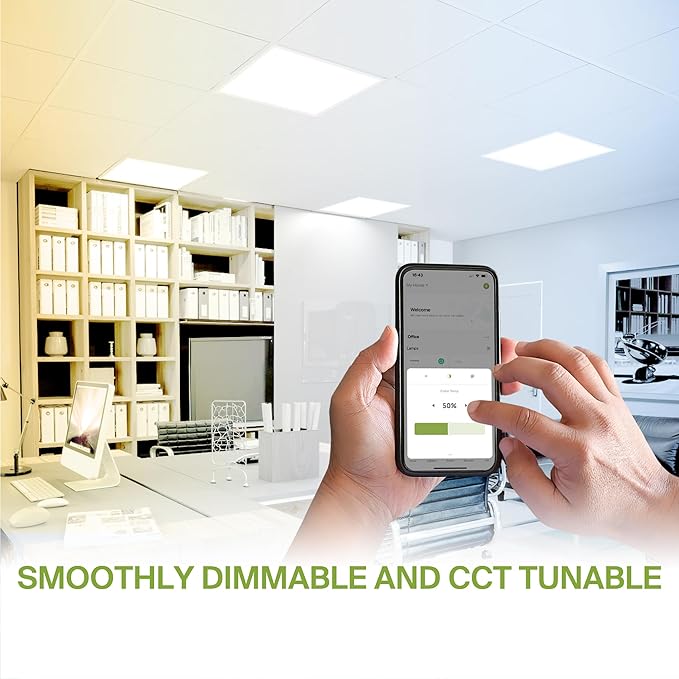 ASD 2 Pack 2x2 Smart LED Flat Panel Light - 35W UL DLC | 4362LM 3500K 4000K 5000K Selectable Dimmable 2x2 LED Drop Ceiling Light Fixture | 2 x 2 Lights WiFi App Controlled Alexa & Google Assistant