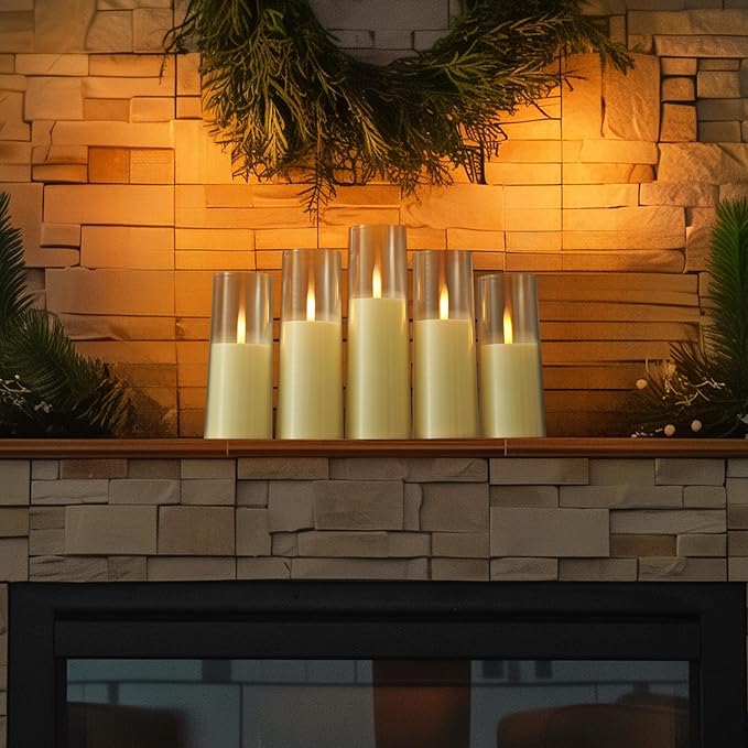 Homemory Ivory Flameless LED Candles with Remote Control & Timer, Battery Operated, Modern Design, Set of 7 for Home Decor, Wedding, or Events