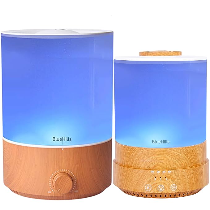 BlueHills Premium Set of Two Large 2500 ML and 4000 ML XL Essential Oil Diffusers Humidifier Combo for Large Room Home with Décor LED Lights Great Gift – Value Pack of Wood Grain.