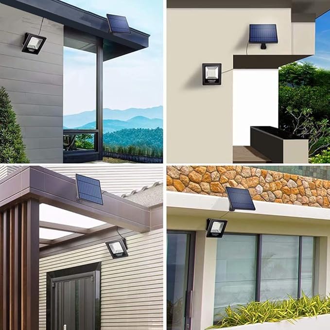 Solar Lights Dusk to Dawn 4400mAh Solar Powered Spotlight Outdoor Waterproof 6000K Wall Mounted Lighting with 16FT Cord for Patio, Flag Pole, Fence, White