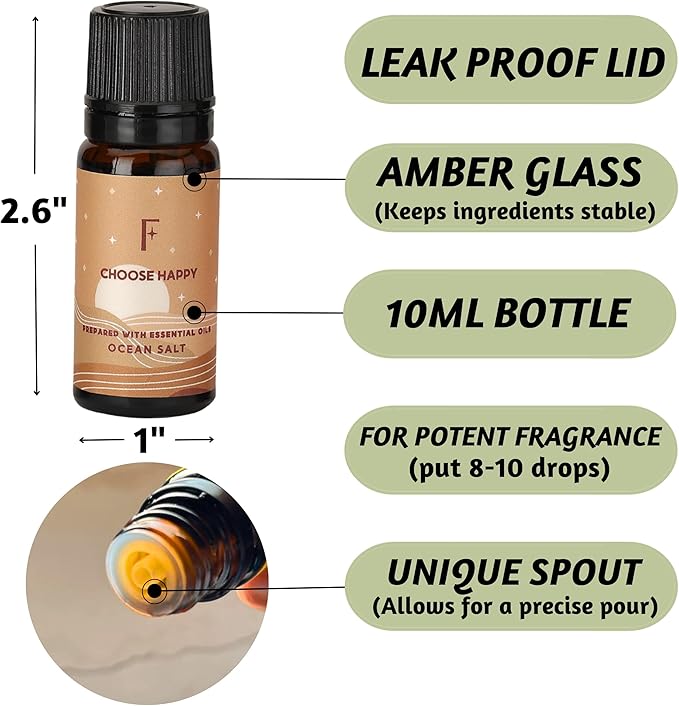 Folkulture Fresh Essential Oils Set for Diffuser | Aromatherapy Oils Set for Meditation, Relaxation, Reset & Mindful Living | 6 Scents – Lavender, Palo Santo, Ocean Salt, Sandalwood & More