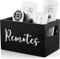 DRASTAR Remote Control Holder, Wood TV Remote Holder, Remote Storage Caddy, Remote Control Organizer (Black, 2 Slots)