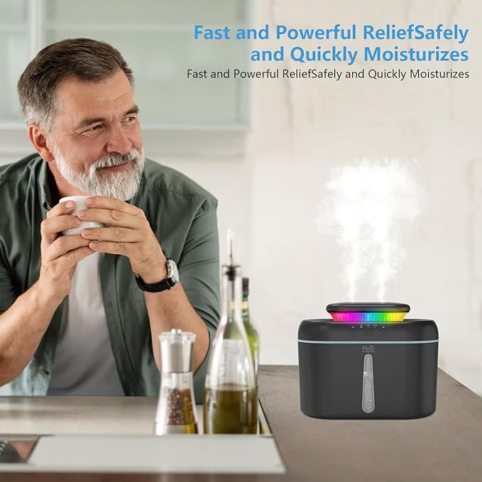 SZO Humidifiers for Bedroom, 2.5L Capacity, Auto Shut-Off, Easy to Fill & Clean, 16 dB Quiet Ultrasonic Humidifier for Large Room, Plants, Baby Nursery, Indoor, Night Light(Black)