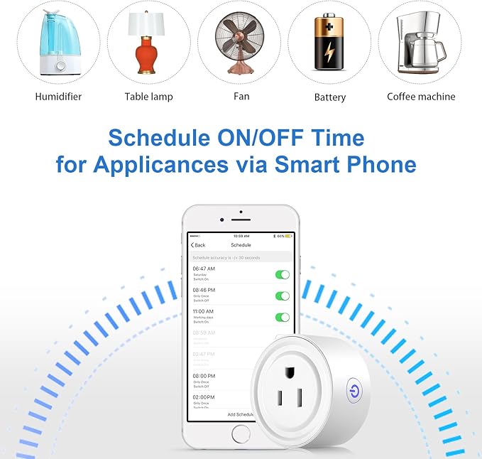 Smart Plug 2 Pack Wi-Fi Enabled Mini Smart Socket Compatible with Amazon Alexa Google Home, Remote Control Outlet with Timing Function