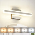 JUSHENG Brushed Nickel Vanity Lights for Bathroom, 5CCT Dimmable Vanity Light Bar, Modern LED Bathroom Lighting Fixtures Above Mirror 16'' Inch 16W