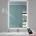 24x36 LED Bathroom Mirror with Bluetooth Wi-Fi Enabled Weather Display, Backlit Lighted Smart Vanity Mirror for Bathroom Wall with 2 Colors Dimmable, Anti-Fog, Touch Sensor- - Vertically Hang Only