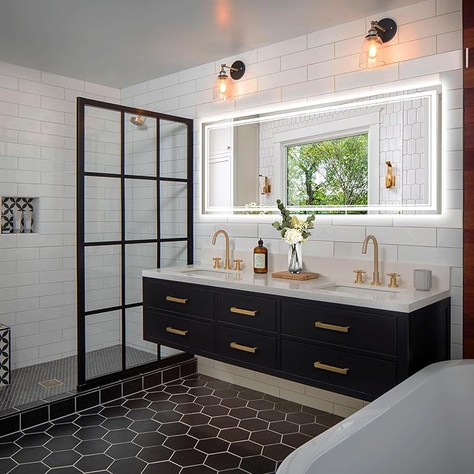 72x32 Inch Led Mirror for Bathroom with Front Light and Backlit, Bathroom Mirror with Led Lights, Vanity Mirror with Lights for Wall, Anti-Fog, Dimmable, Memory Function, Tempered Glass
