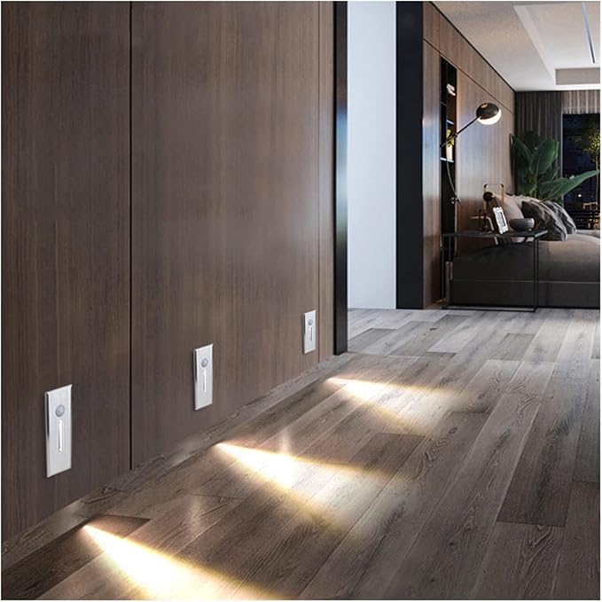 3W Light Control Motion Sensor LED Wall Lamp Stair Light Waterproof IP42 Corner Wall Lights Stairs Step Stairway Hallway Lamps(Cool,Gold with Sensor)