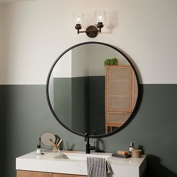 KICHLER Winslow 12.75" 2 Light Vanity Light with Clear Seeded Glass in Olde Bronze®