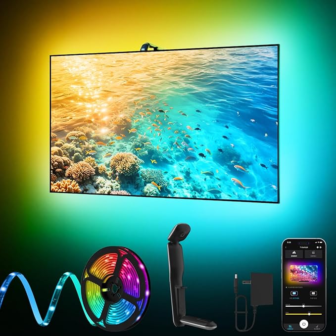 TV LED Backlight Sync to Screen, 20.34ft LED Lights for 65-100 Inch TVs & PC Monitors, Smart App Control TV Lights That Change with TV, Backlight with Camera, Music Sync Strip Lighting