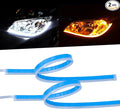 LivTee Flexible Waterproof 2Pcs 24'' Switchback Led Light Strip Kit Dual Color Replacement for Headlight Decorative Daytime Running Lights and Flowing Turn Signal Lights, Amber/White