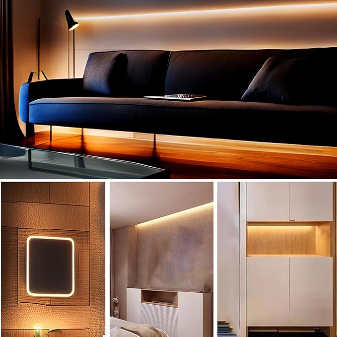 5V USB COB LED Strip Lights with Remote Dimmable Switch,9.84FT/3M,Warm White 3000K,320LEDs/M,8mm Width,Not Waterproof IP20,1.5M USB Switch Cable,for DIY Home Indoor Decoration