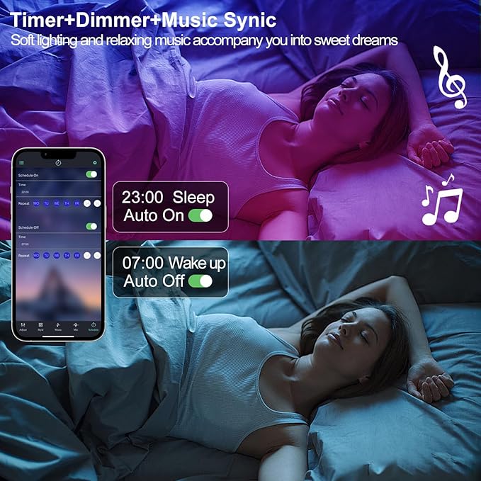 Motion Sensor LED Light Strip 19.68ft Under Bed Lights, RGB 3 Mode Motion Activated Bed Light with Music Sync and Timer, Dimmable Color Changing LED Lights Valentine Decor