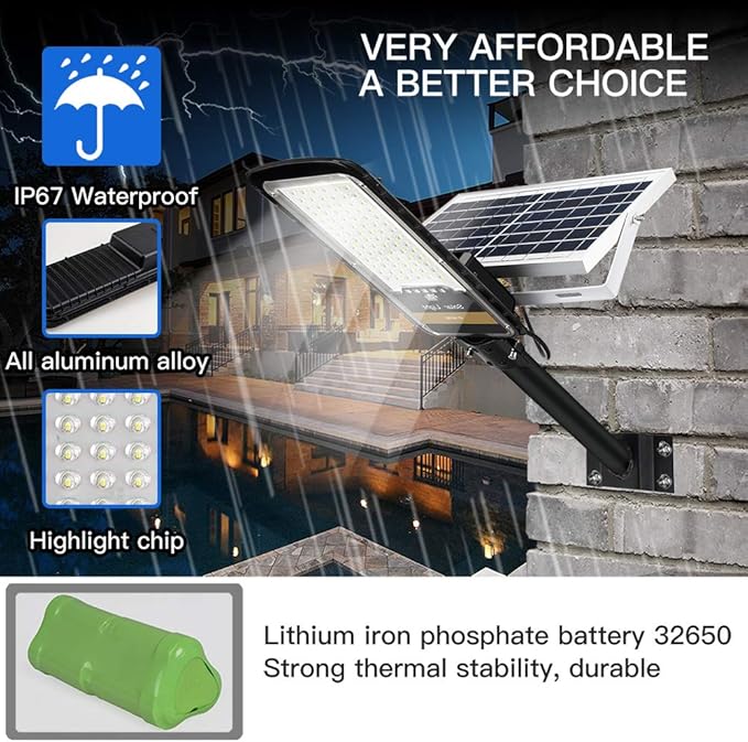 Solar Street Lights Outdoor Lamp, 16000lm IP67 Waterproof Light with Anti Broken Remote Control Mounting Bracket, Dusk to Dawn Security Led Flood Light for Yard, Garden, etc.