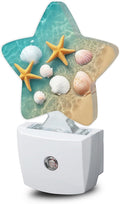 Night Light,Starfish Shell Plug into Wall with Dusk to Dawn Light Sensors,Summer Coastal Beach Warm Star Nightlights for Bedroom,Bathroom,Hallway,Kitchen Home Decor Desk Lamp