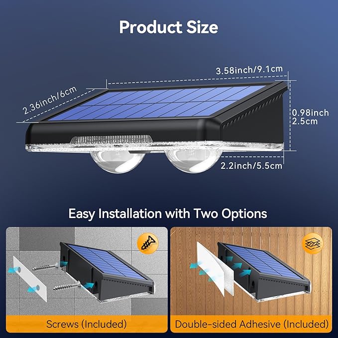TECKNET Solar Fence Lights Outdoor 8 Pack, Warm White & 6 Colors & RGB, IP66 Waterproof LED Deck Light, Dusk to Dawn Fence Lights Solar for Wall, Railing, Step, Patio, Pool, Backyard, Outside