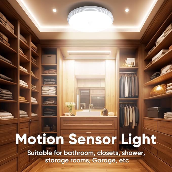 KEPLUG Rechargeable Motion Sensor Ceiling Light, Battery Operated Closet Lights Motion Sensored Wireless,Motion Sensor Light Indoor for Closets Shower Stairs Hallway Pantry Porch Garage