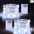 2 Pack Christmas Fairy Lights Battery Operated, 16.4Ft 50 LEDs Silver Copper Wire Twinkle Lights with 2 Lighting Modes for Christmas Bedroom Indoor Outdoor Wedding Holiday Decor(Cool White)