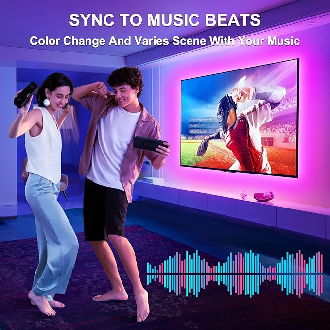 VOLIVO LED Lights for TV, 16.4FT Led Backlight for 45-85 inch TVs, Bluetooth RGB LED Lights Behind Television with Remote, USB Powered, Color Changing, Music Sync, for Gaming Room,Desk,Under Table