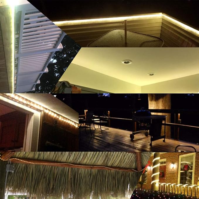 23ft 2-Wire Waterproof 1/2" LED Rope Light Kit, 110V-120V PVC 30 LED/M Tube Lights Strip for Background, Outdoor, Christmas, Home Decoration(Warm White)