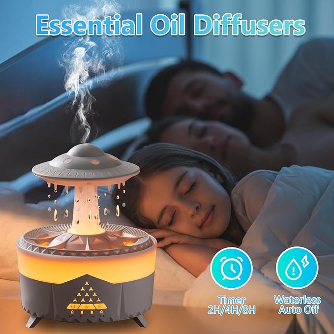Essential Oils Diffusers for Home 350ml, Aromatherapy Diffusers for Essential Oils Large Room with R/C, 7 Color & 3 Lighting, Cool Mist Humidifiers for Bedroom & 3 Timers Office Yoga Black