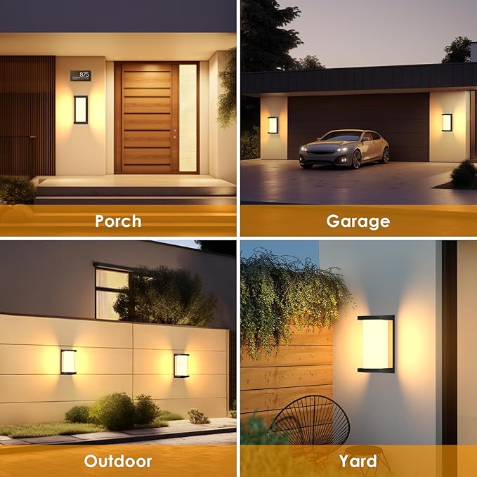 2 Packs 24W Modern Porch Lights Outdoor Wall Light,3 Color LED Exterior Lighting Fixtures,Outdoor Waterproof Wall Sconce for House Patio Exterior Wall Mount Front Back Porch Lights Outside