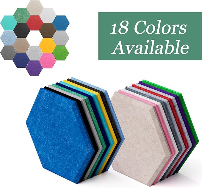 Hexagonal Acoustic Panels-12 Pack High-Density Sound Absorbing Panels 12"X10"X0.4" for Enhanced Noise Reduction, DIY Design, Idea for Studios, Offices, and Home Theaters(Snow White)