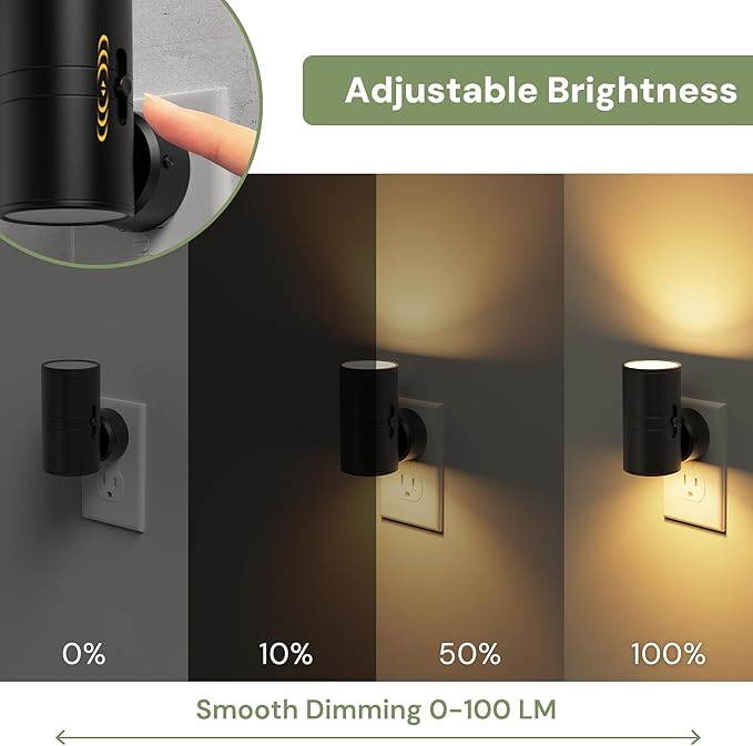 L LOHAS LED Night Light, Night Lights Plug into Wall with 5 Colors, Dusk to Dawn Sensor, 330° Rotating LED Nightlight Plug In for Kids, Dimmable Night Light for Hallway Bedroom Bathroom Adults, 2 Pack