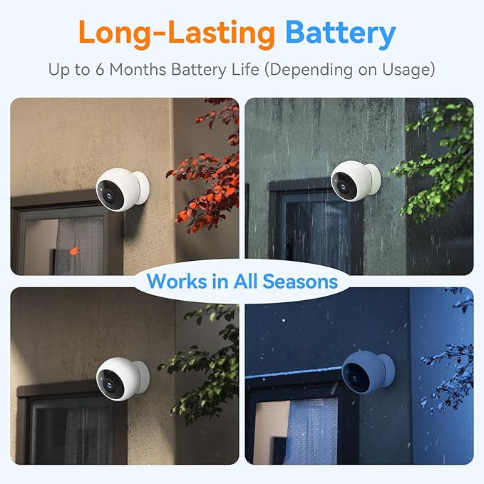 Magnetic Security Camera Wireless - 2Pack AI Motion Detection, 2K HD Video, Battery Powered, Ease of Setup, 2-Way Audio,IR Color Night Vision, Waterproof, Outdoor & Indoor Surveillance