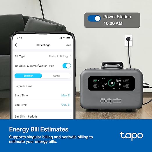 TP-Link Tapo Smart Plug Mini, Matter Compatible, Compatible with Alexa, Google Home & Samsung SmartThings, Energy Monitoring, 15A, UL Certified, 2.4G Wi-Fi Only, Tapo P110M(4-Pack)