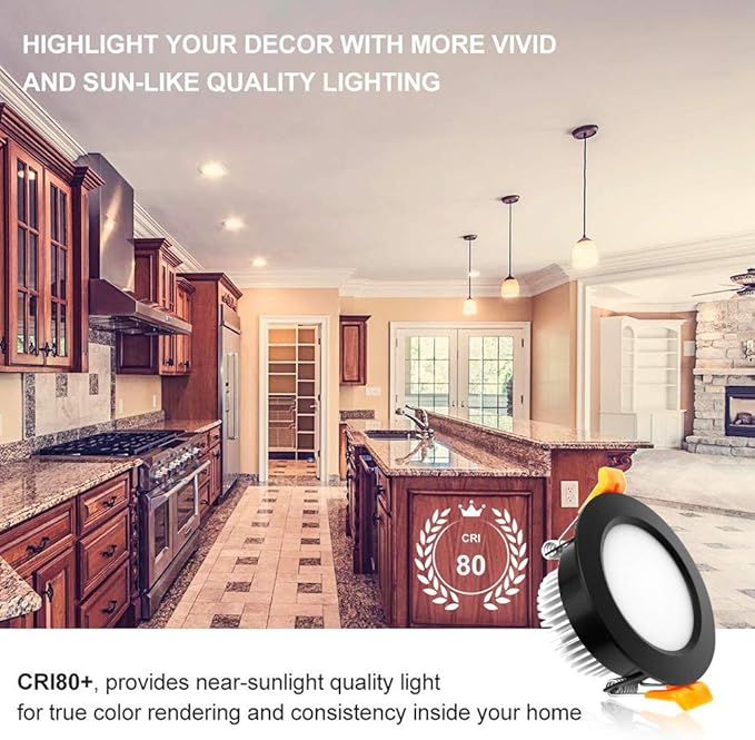 YGS-Tech 2 Inch LED Recessed Lighting, Dimmable Downlight 3W(35W Halogen Equivalent), CRI80, 2700K Ultra Warm White Ceiling Light with LED Driver(10 Pack)
