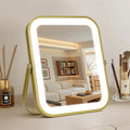 Rechargeable Vanity Mirror with Lights, 10"×8" Makeup Mirror with Lights, 1500mAH Battery, Smart Touch with 3-Color Lighting, Dimmable, HD Desk Mirror, Women Gift, Travel Essentials (Gold)