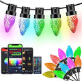 Dynamic C9 Christmas Lights Outdoor, 33Ft 50 LED Smart RGB, APP Remote Controlled, Connectable Waterproof Music Xmas Eaves Decoration