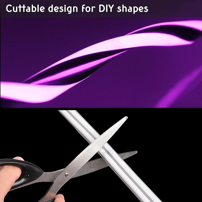 DELight AC 110-120V Waterproof IP65 RGB 100ft Neon Rope Lights with U Channel Pin Connectors Remote Control & APP Dimmable Cuttable Flexible LED Strip Lights Outdoor DIY Project DEL-D1MP100R