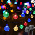 Metaku 2 Pack Solar String Lights for Outside, Total 40FT 60 LED Crystal Globe String Lights, Solar Powered Outdoor Lights with 8 Lighting Modes, Patio Light for Garden, Camping and Party Multicolor