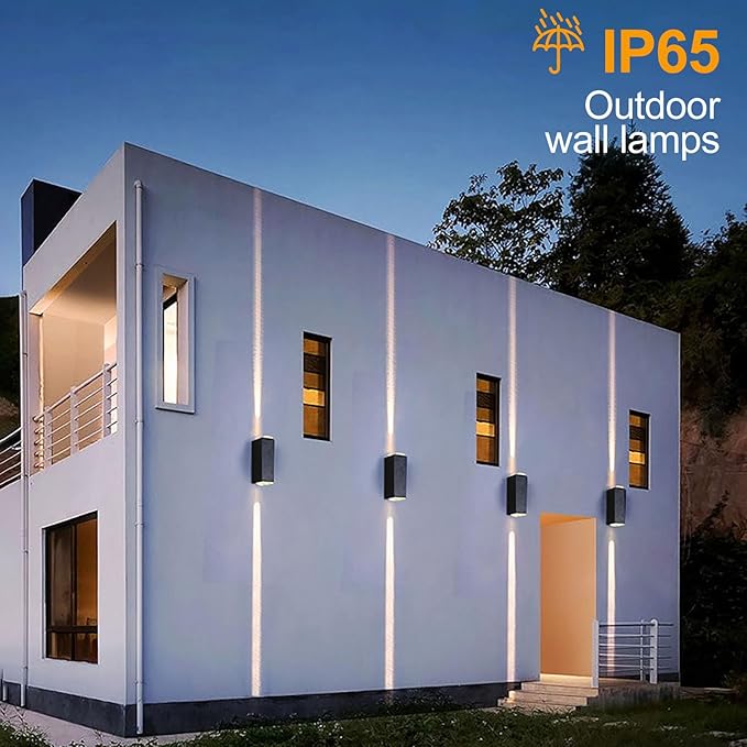 2PCS Outdoor Wall Lights, LED Up Down Exterior Lighting Fixtures, IP65 Waterproof Outdoor Light Fixture, 85-265V 20W 3000k Aluminum Porch Light, Modern Patio Wall Light Fixture Black