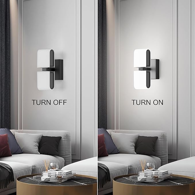 Aipsun Black Wall Sconces Hardwired Modern LED Sconces Wall Lighting Indoor Wall Sconce for Living Room Hallway 6000K White Light