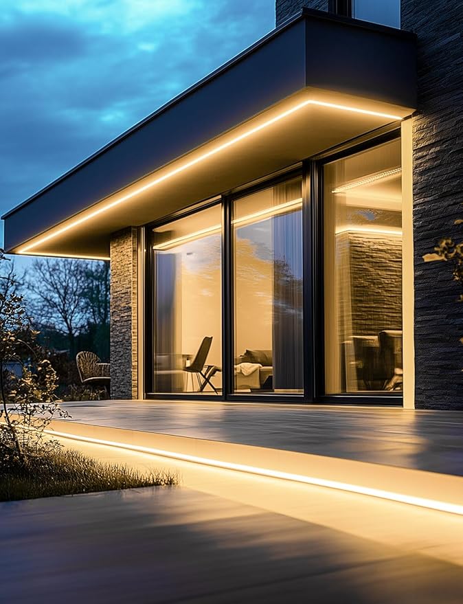 GZBtech AC 110-120V LED Strip Lighting 16.4FT/5M, 2800K Warm White IP65 Waterproof Outdoor Strip Lights, 60LEDs/M SMD2835 Cuttable & Connectable LED Rope Light for Indoor Outside Exterior, ETL Listed