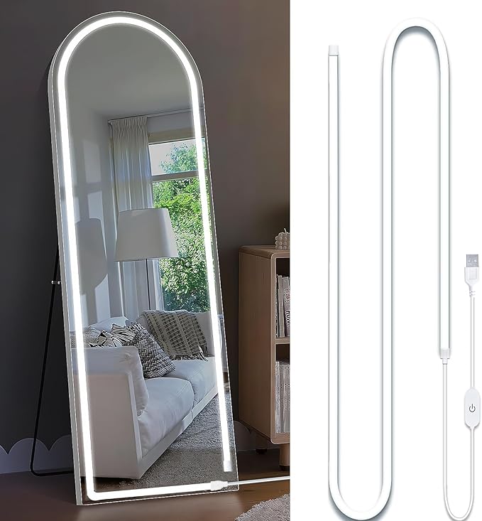 LED Vanity Lights for Mirror, Hollywood Style Makeup Lighting, 13.2FT White Strip Lights for Mirror, Dimmable Makeup Vanity Light Strip for Bathroom, Dressing Table and DIY Lighting