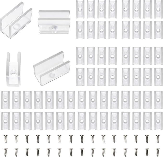 Neon Rope Light Mounting Brackets, 50PCS Neon Lights Install Fixing Clips Accessories for 6x12mm LED Neon Flexible Strip Lighting, Neon Signs DIY(50 Screws, 50 Clips)