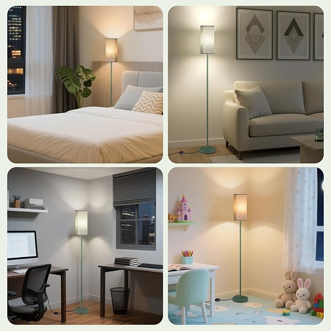 64.6" Floor Lamp, Pole Lamp with Foot Switch, Modern Standing Lamp, Minimalist Freestanding Lamp (Bulb Not Included), for Living Room, Bedroom Office ETL Listed, Green QQ07LD05