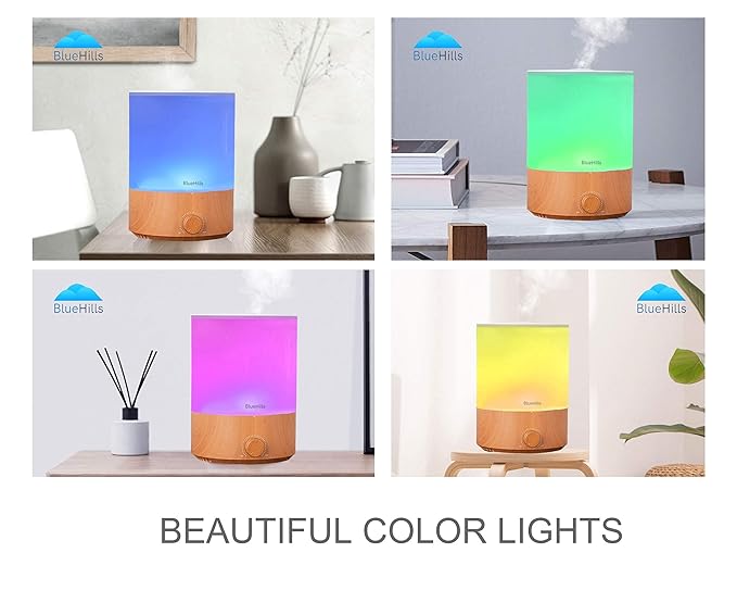 BlueHills Premium Set of Two Large 2000 ML and 4000 ML XL Essential Oil Diffusers Humidifier Combo for Large Room Home with Décor LED Lights Great Gift – Value Pack of Wood Grain.