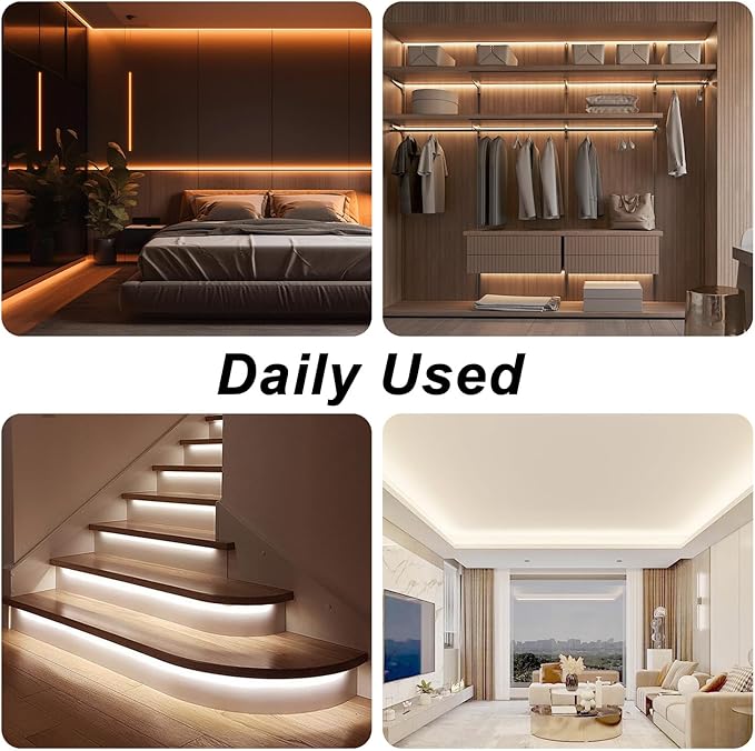 dalattin COB LED Strip Lights,16.4ft LED Lights, 608 LEDs/m High Density Flexible 24V Flexible Tape Light with Remote & Touch Control,Dimmable 2700K-6500K for Living Room, Bedroom, Kitchen Lighting