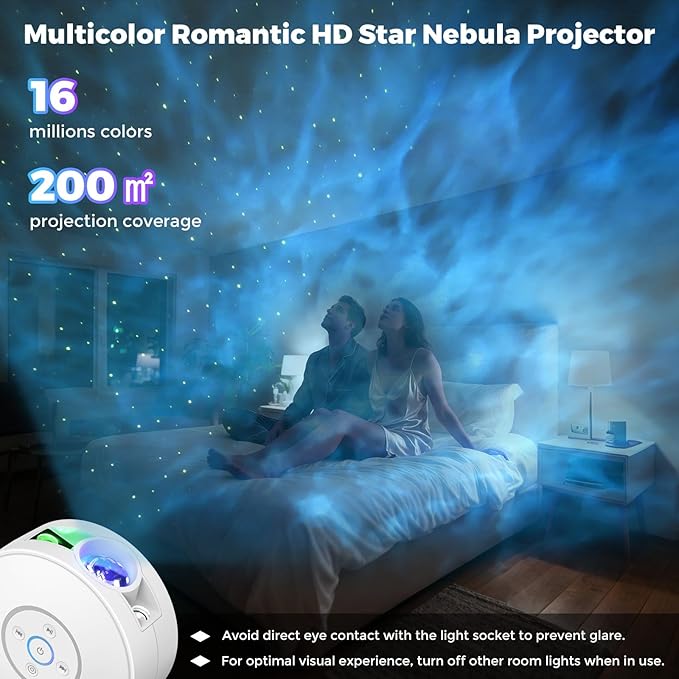 Galaxy Projector,Star Projector,Northern Lights Projector with 6 Film Discs,24H Timer,White Noises,Bluetooth Speaker,Smart APP&Voice Control,LED Starlight Night Light Projector for Kids Bedroom