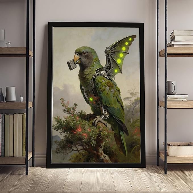 Framed Mechanical Fantasy Wall Art for Modern Living Room Industrial Sci Fi Decor Statement Piece 08x12in
