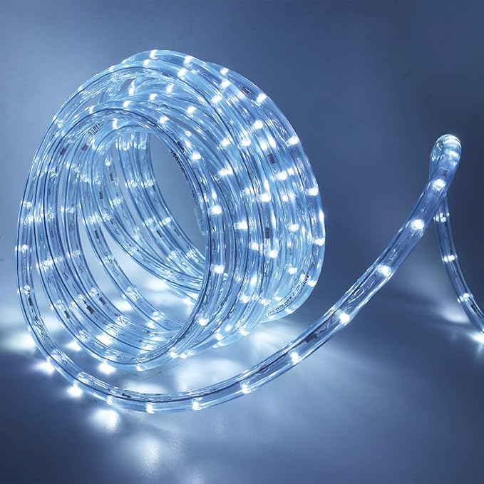 26.2ft 2-Wire Waterproof LED Rope Light Kit,110V-120V PVC 30 LED/M Tube Lights Strip for Background, Outdoor, Christmas, Home Decoration(White)