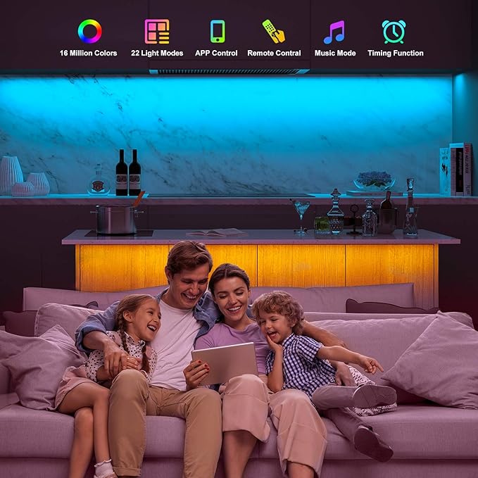 RGB LED Strip Light Controller, with APP, Music Sync and IR Remote, with Unlimited Colors and Pin Modify Feature Compatible with 5V-24V All 4-pin 10mm RGB LED Strip via Bluetooth Connection