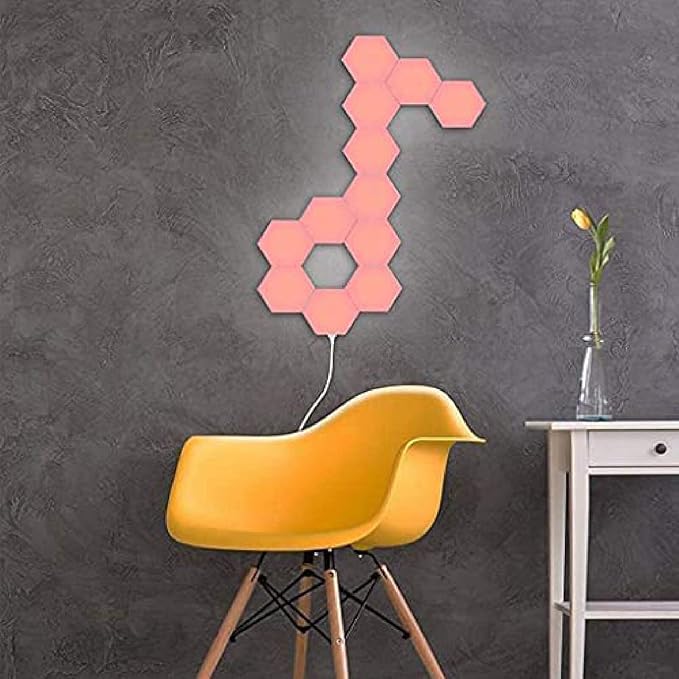 KRASS App Control RGB Hexagon Lights Wall Lamp LED DIY Smart Wall Light Panels Music Sync for Living Room Party Bar Cafe (Pack of 6),Collector88