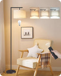 Modern Dimmable Floor Lamp for Living Room with Adjustable Color Temperature LED Bulb, ARC Standing Lamp with Remote Control, Tall Reading Lamp for Bedroom, Office, Black, E11LD05
